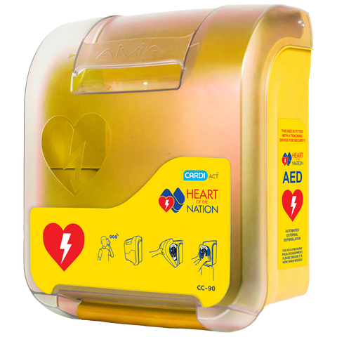 CARDIACT Alarmed AED Cabinet 'Heart of the Nation' (Yellow) 41 x 33 x 19cm