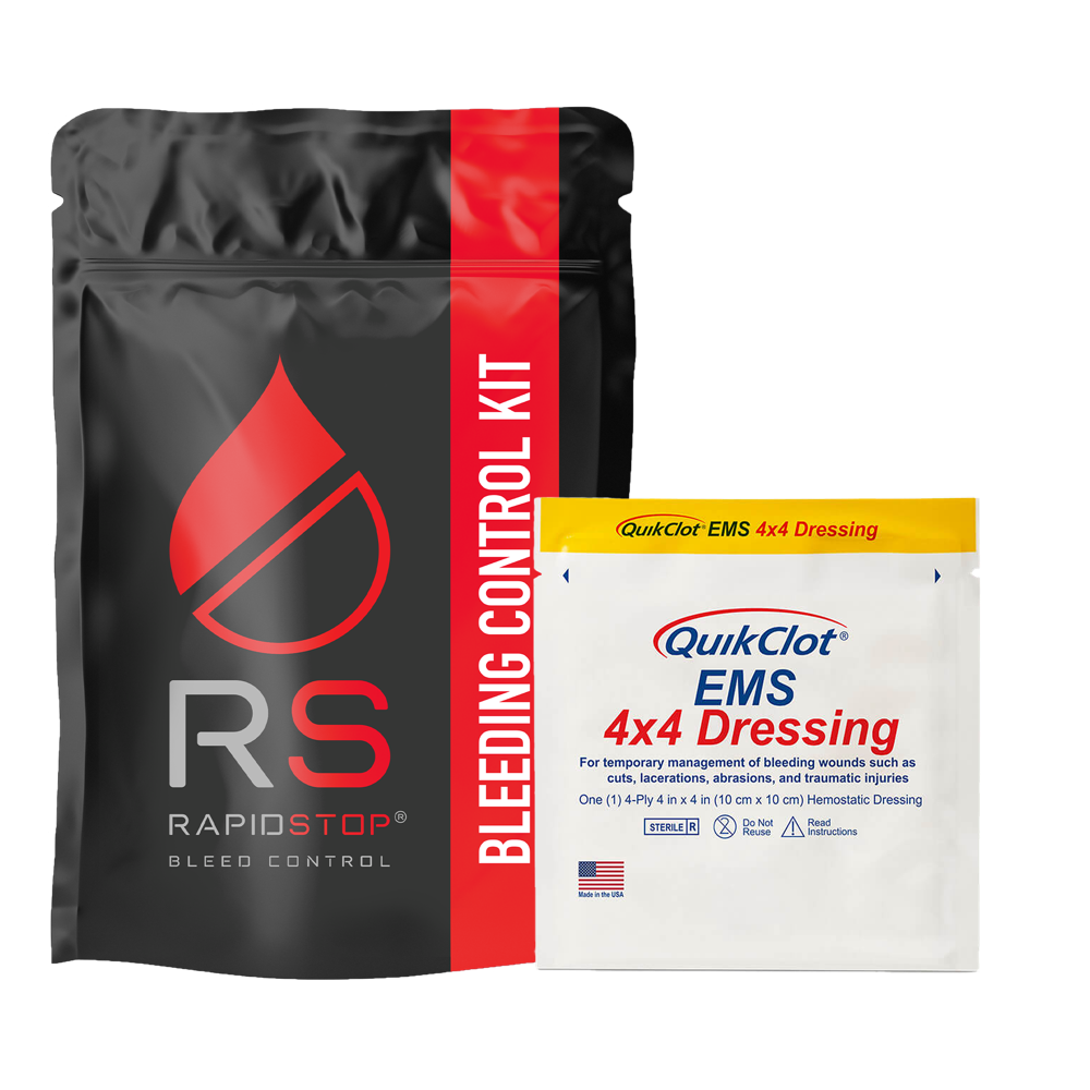 RAPIDSTOP Bleeding Control Kits - Small, Plastic Pouch - EMS Dressing