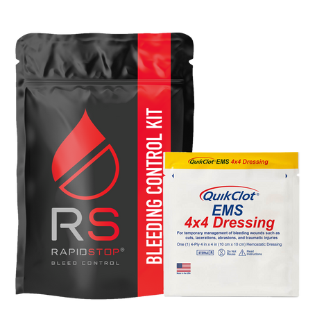 RAPIDSTOP Bleeding Control Kits - Small, Plastic Pouch - EMS Dressing