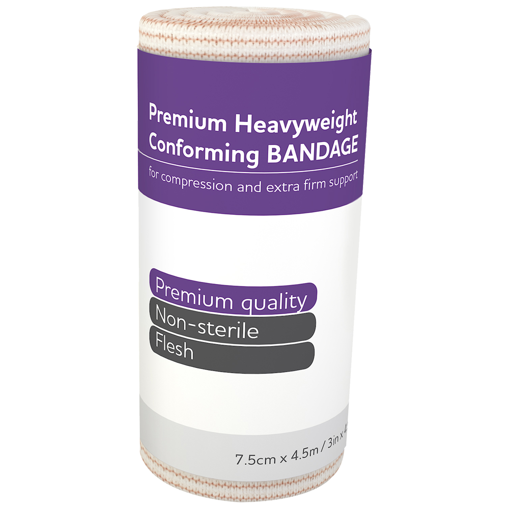 Premium Heavy Weight Conforming Bandages 7.5cm x 4.5m - 12 Pack