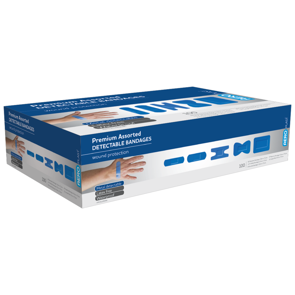 Premium Detectable Bandages (Assorted Dressings) - Box of 100