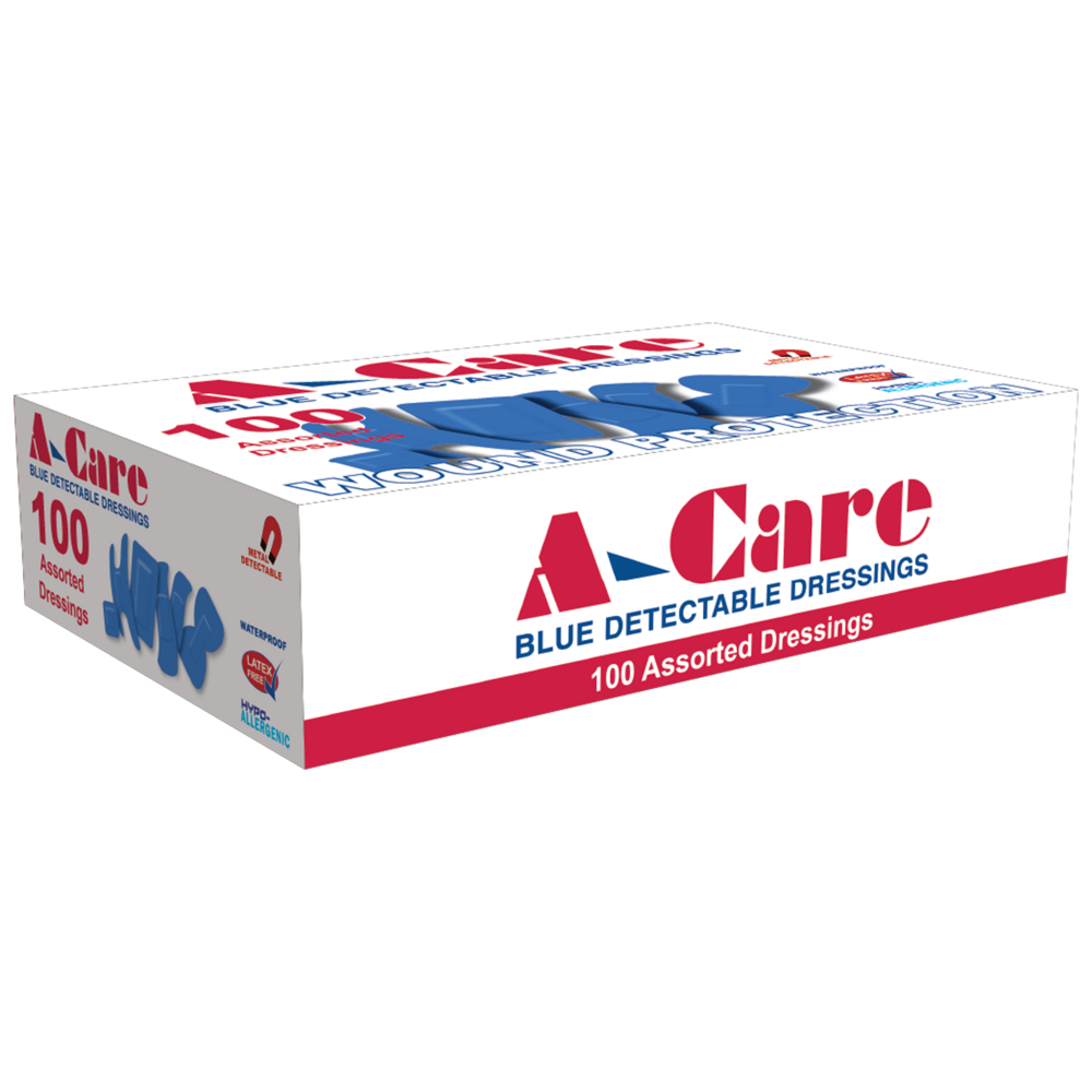 A-Care Detectable Bandages - Assorted Dressings - Box of 100