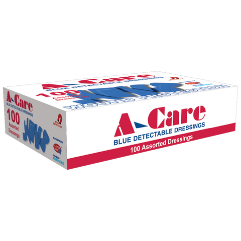 A-Care Detectable Bandages - Assorted Dressings - Box of 100