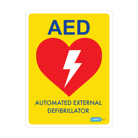 CARDIACT Yellow Poly AED Sign 22.5 x 30cm