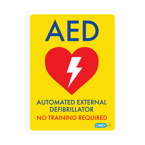 CARDIACT Yellow Poly AED Sign - No Training Required 22.5 x 30cm